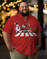 Kurzärmeliges Christmas Road-Hemd für Herren in Übergröße